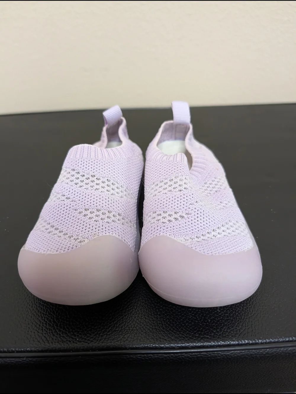 Jan and Jul Baby Sock Shoes Lavender Knit Rubber Sole Size 7